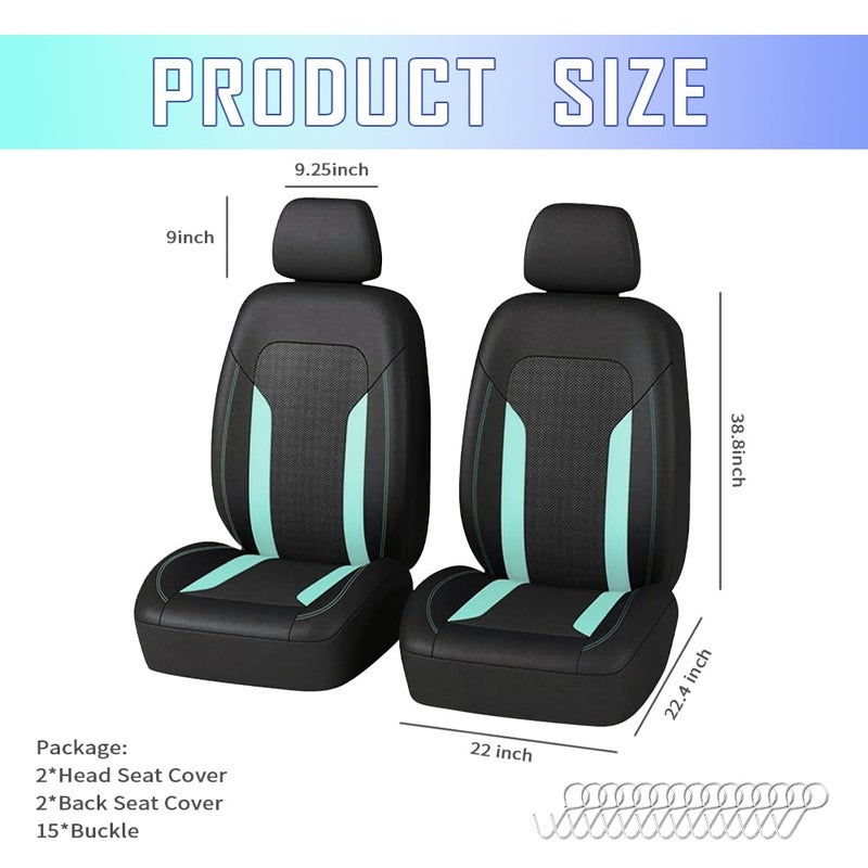 carleef 4PCS Cooling Car Seat Covers Breathable Front Seat Covers with Mesh Construction and Foam Padding Car Seat Protector to Reduce Back Sweating Universal Car Interior for Car SUV (Mint) - Image 2